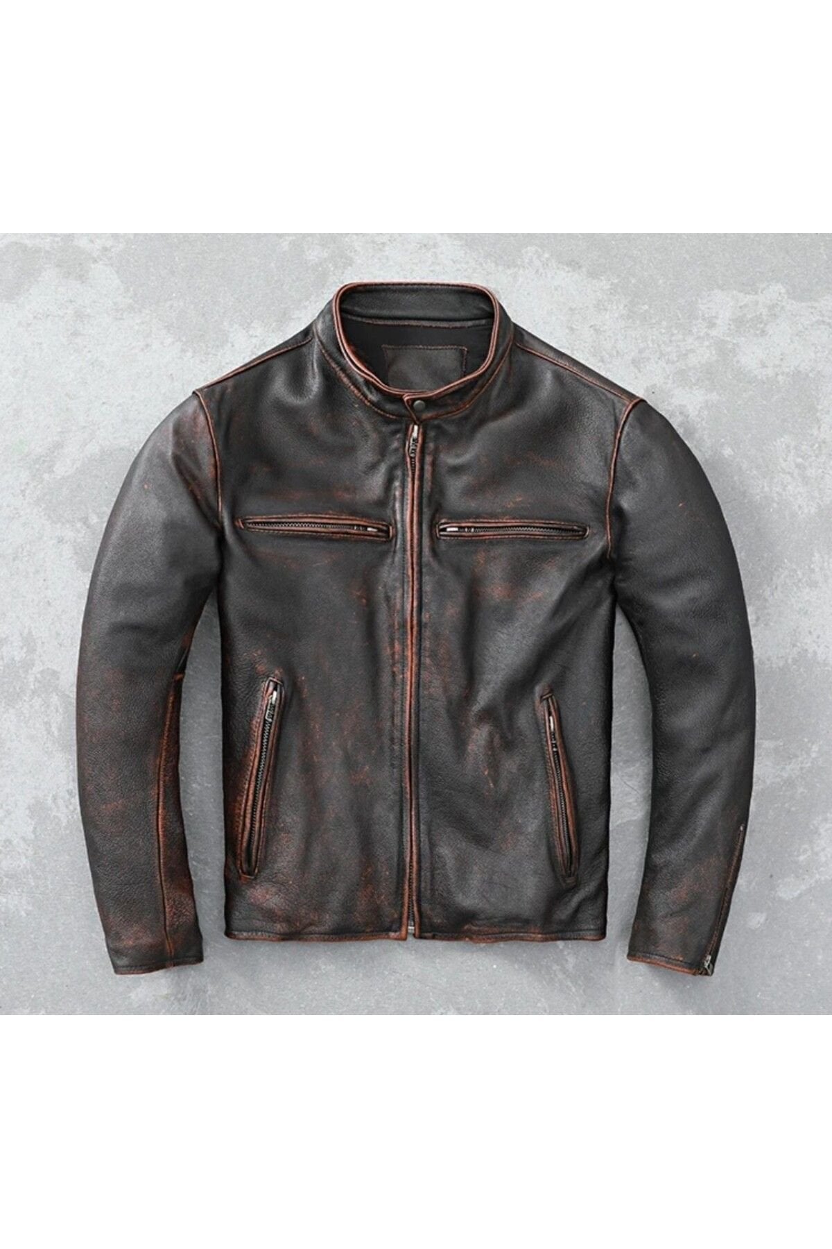 Eskitme Silme Ceket Hakiki Deri