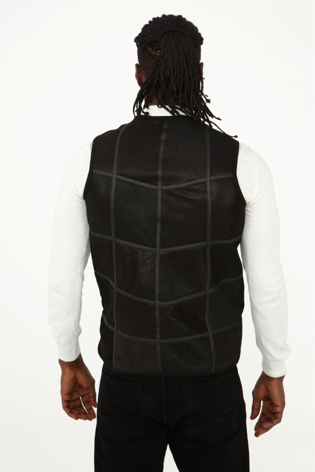 Parçalı Hakiki Deri ve Hakiki Kürk Parçalı yelek