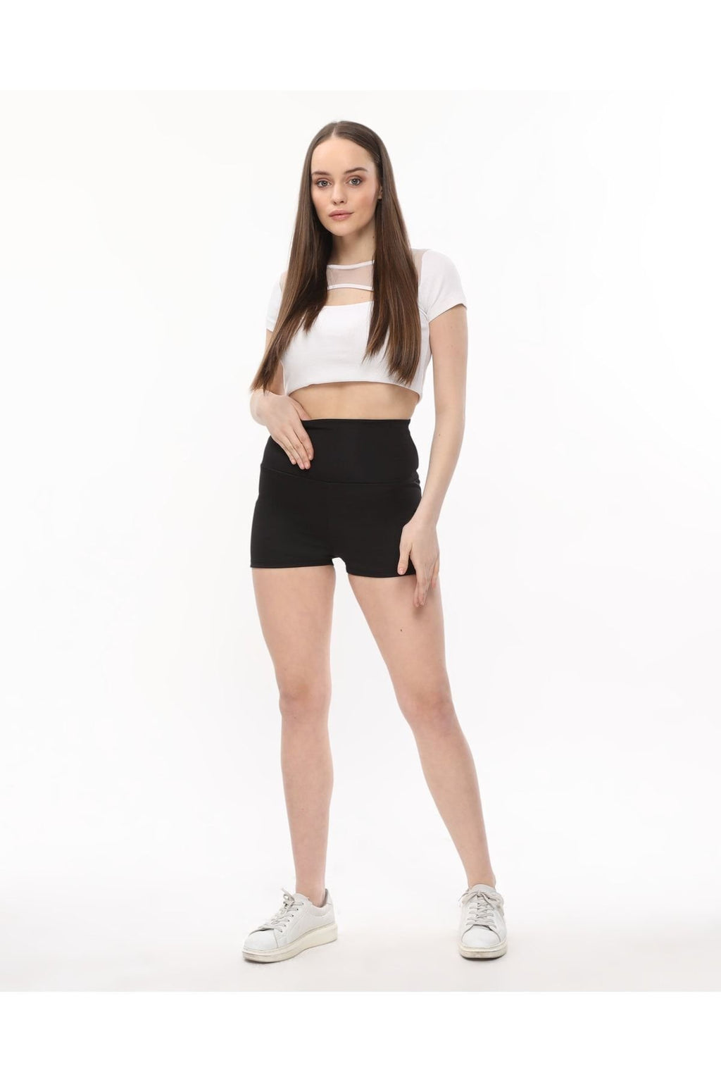 Arkası Hafif Büzgülü Şort Yüksek Bel