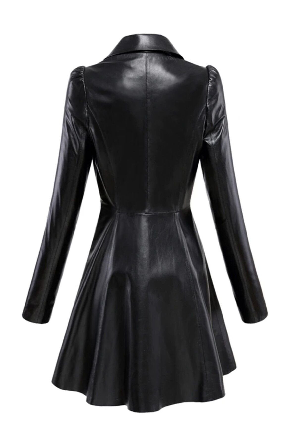 Kadın Hakiki Kuzu Derisi Uzun Ceket