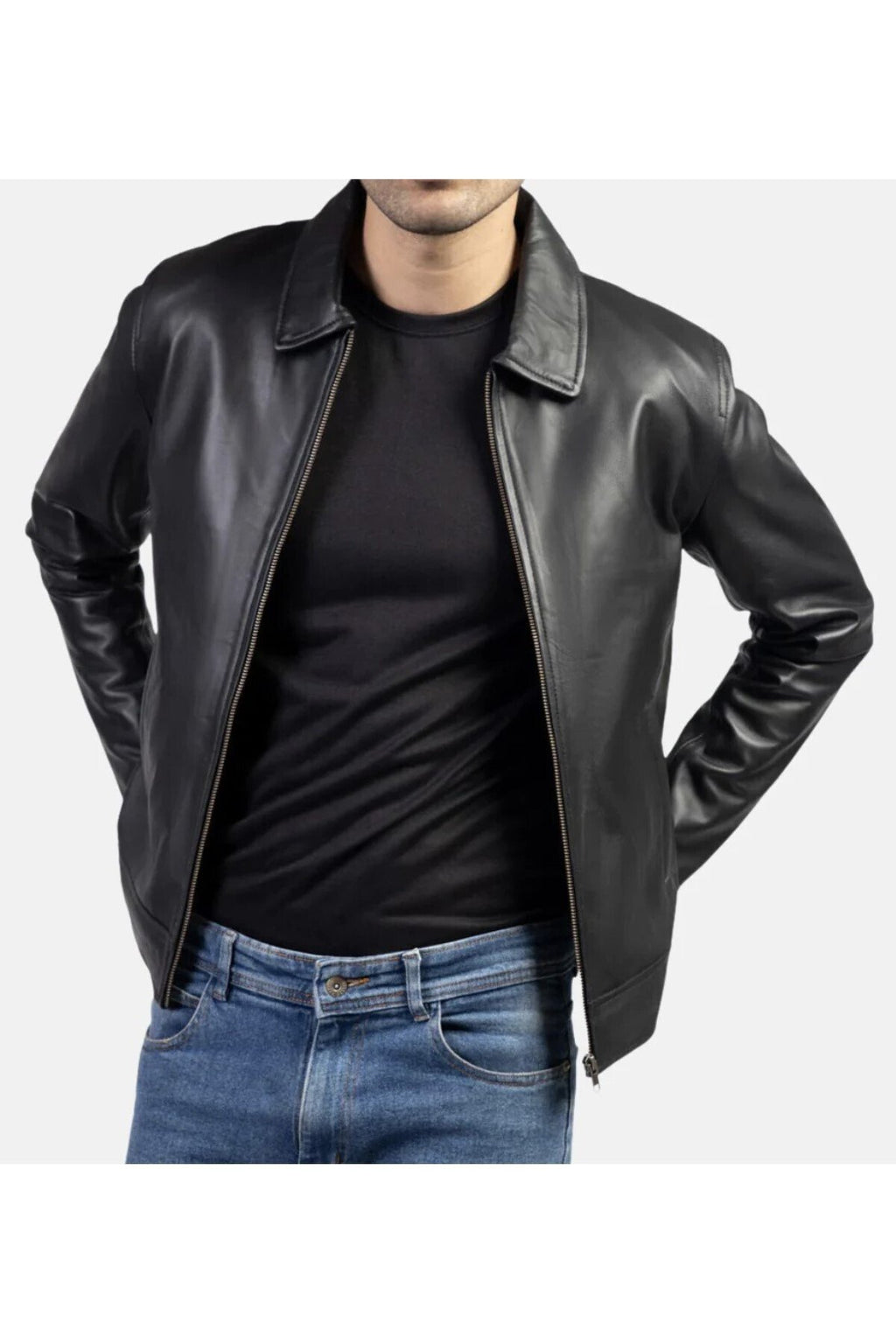 Prof Model Gömlek Yaka Hakiki Kuzu Zik Deri Spor Düz Ceket