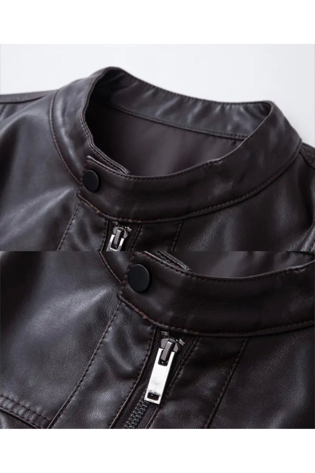 Omuzları ve Kolları Dikiş Detaylı Hakiki Kuzu Derisi Motorcu Mont