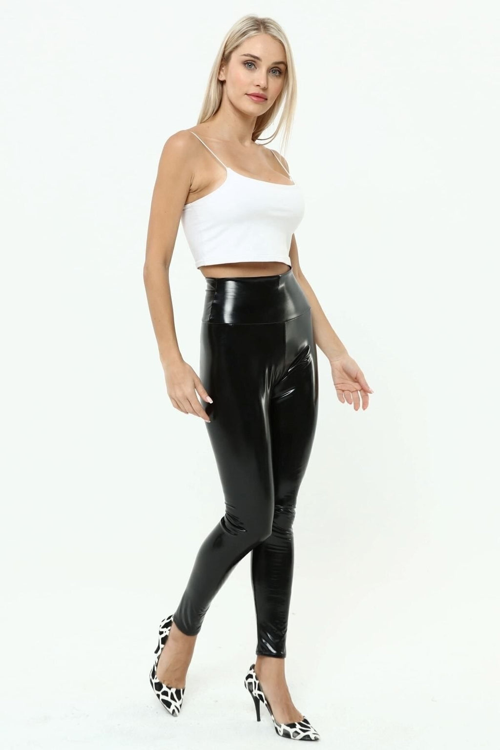 Rugan Tayt Yüksek Bel Parlak Siyah