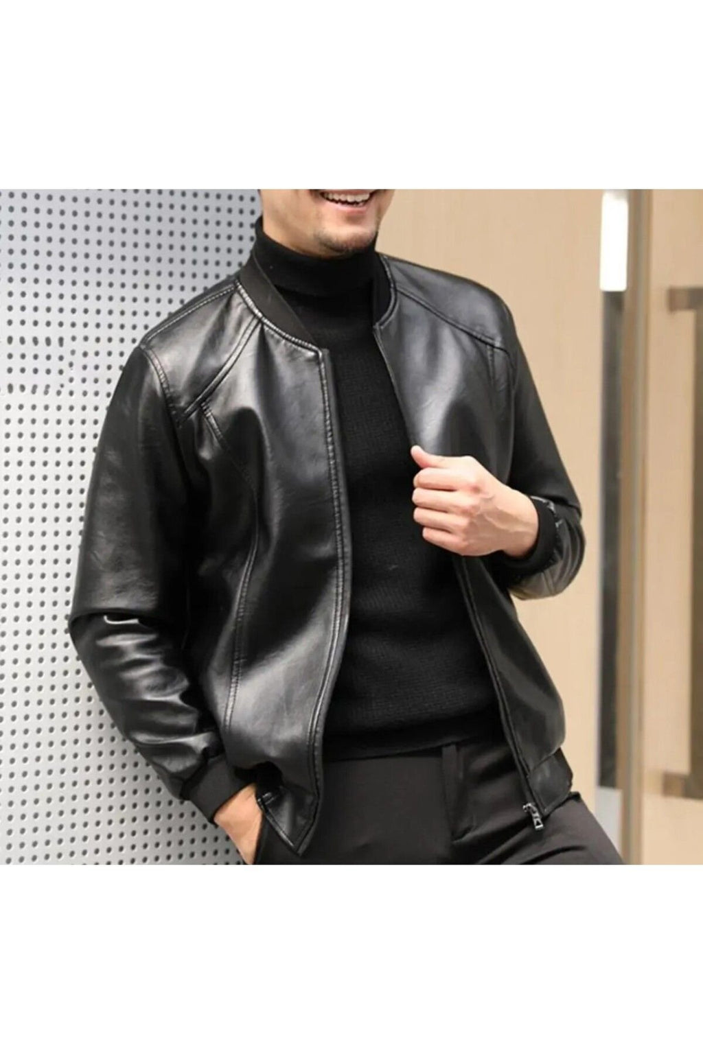 Hakiki Deri Beyzbol erkek Spor Ceket