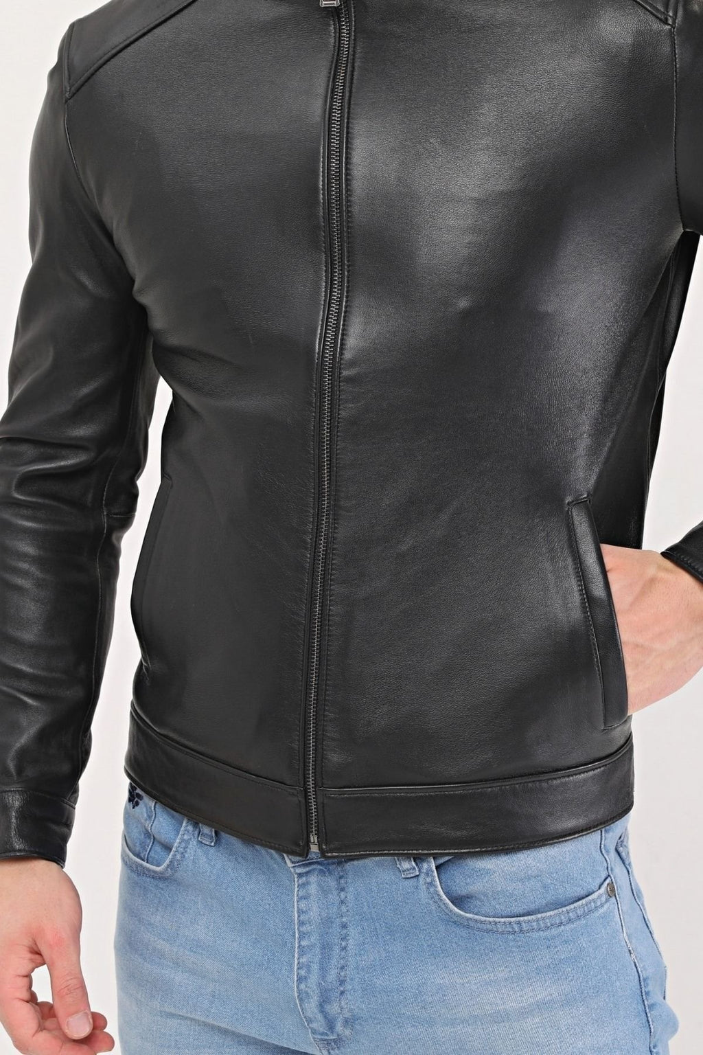 Hakiki Deri Siyah Düz Ceket