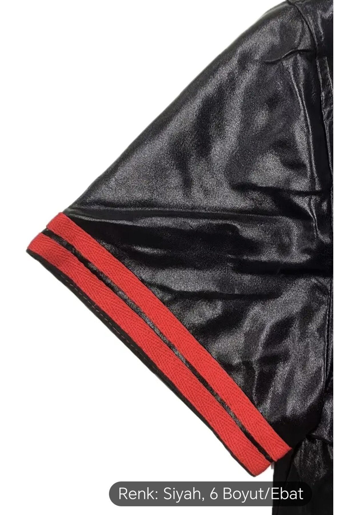 Deri Polo Yaka Tişört Kırmızı şeritli desenli