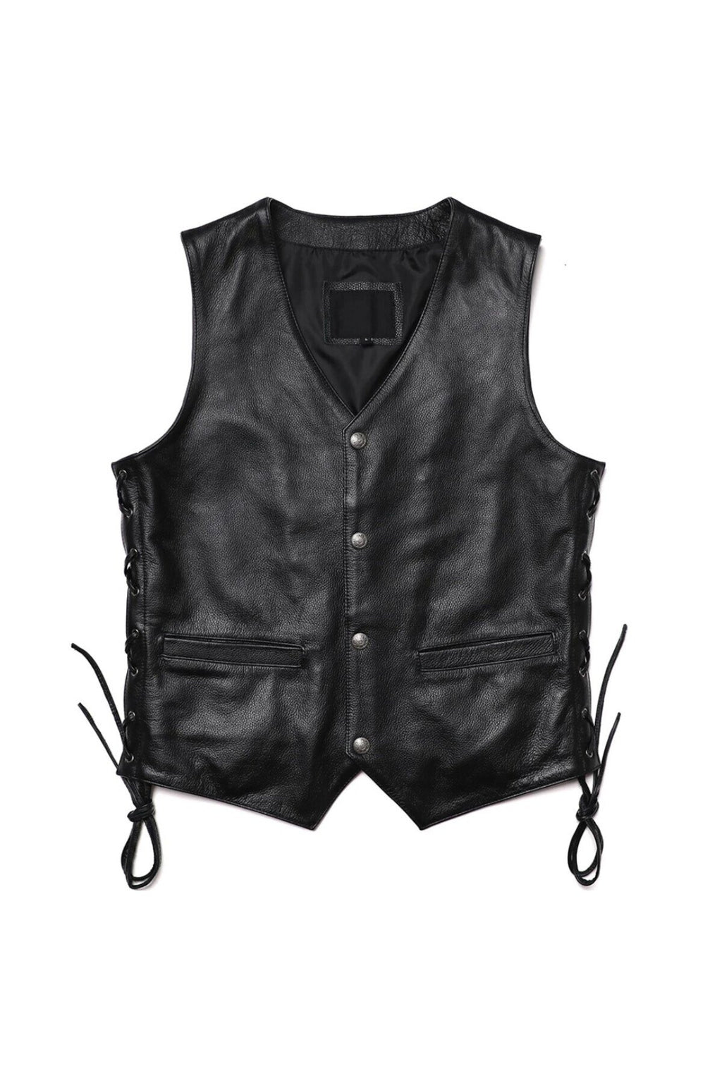 Yanları deri ip bağlamalı zik yelek hakiki deri