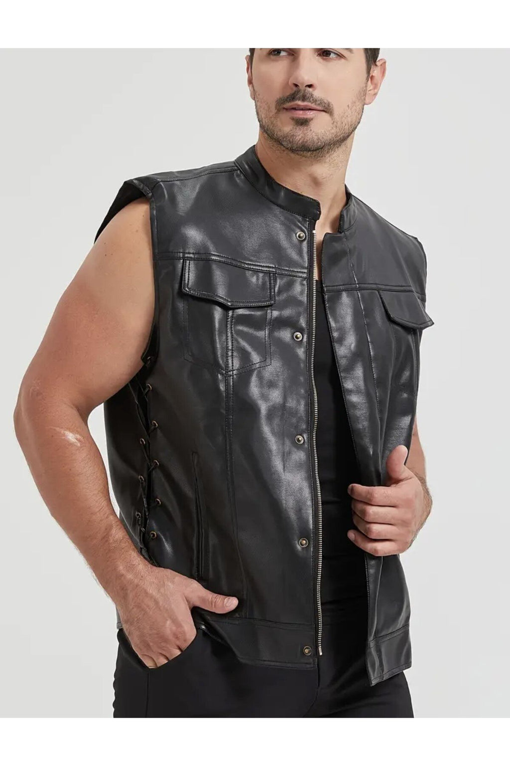 Cooper yelek yanlardan bağlama ayarlı ve fermuar kapamalı