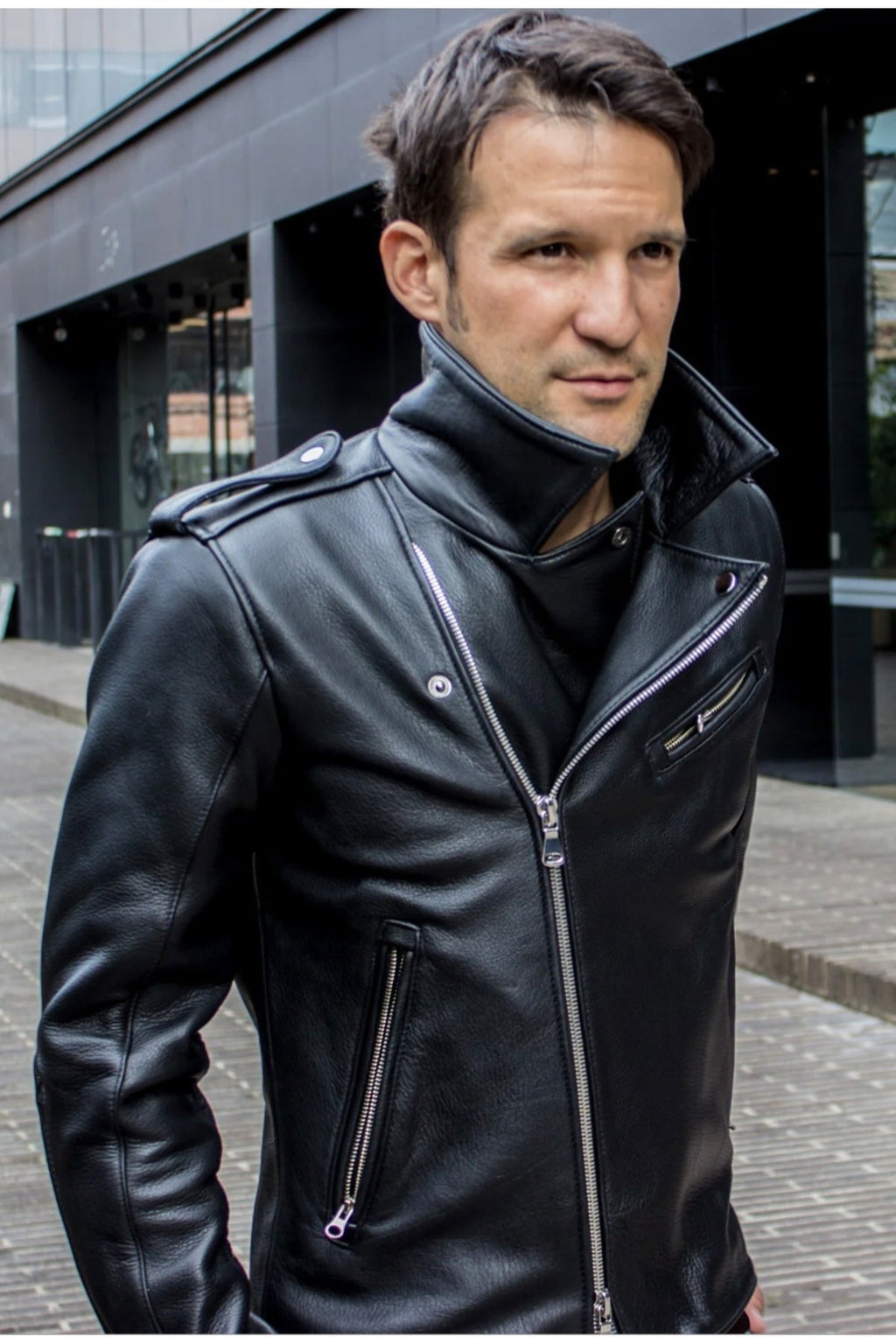 Kalın Hakiki Dana Derisi Kalın Biker Motorcu Mont