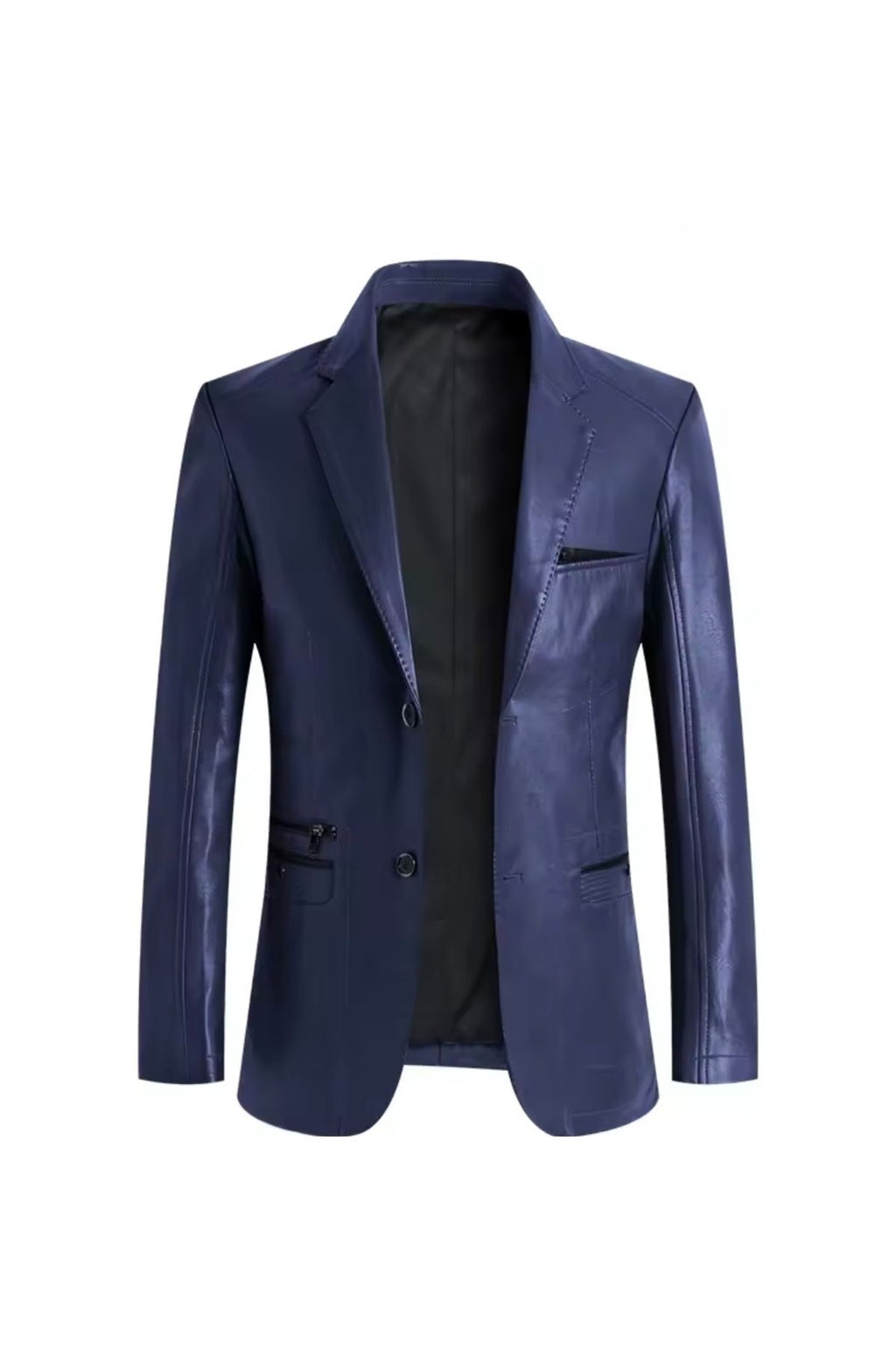 Modern Yeni Nesil Blazer Ceket Hakiki Kuzu Derisi Fermuar Cep Detaylı