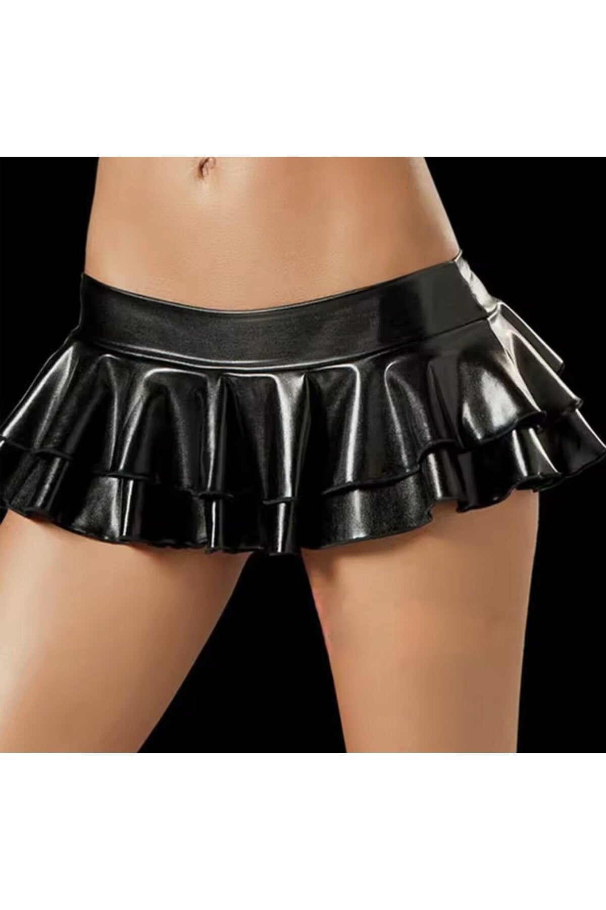 Mini Deri Etek Fır Fırlı Lastik bel