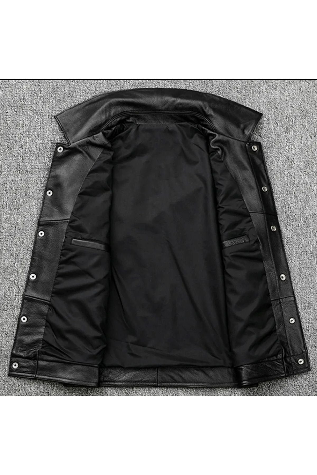 Motorcu tarzı Hakiki kuzu derisi yelek