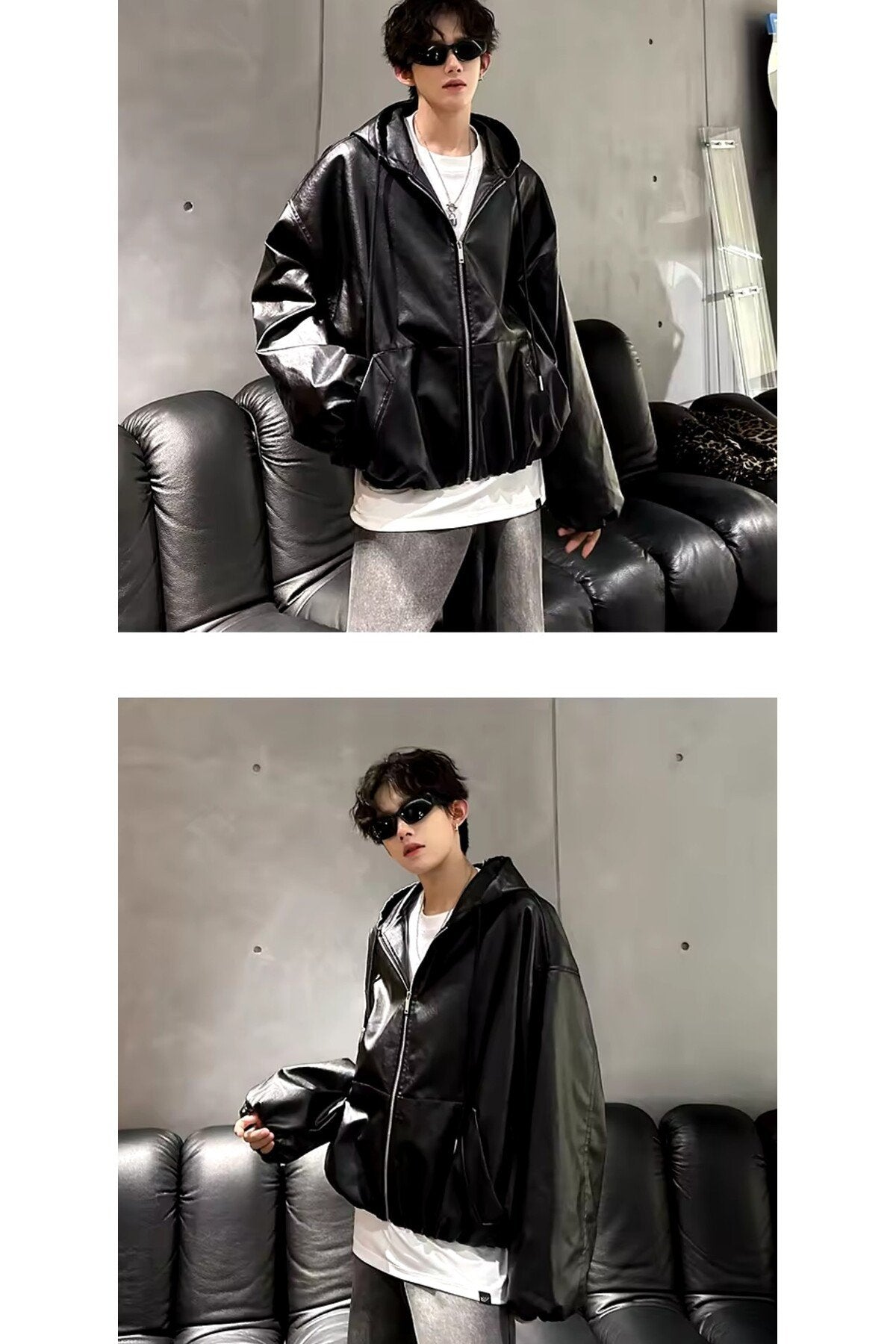 Ultra ovarsize hakiki deri unisex hip hop mont