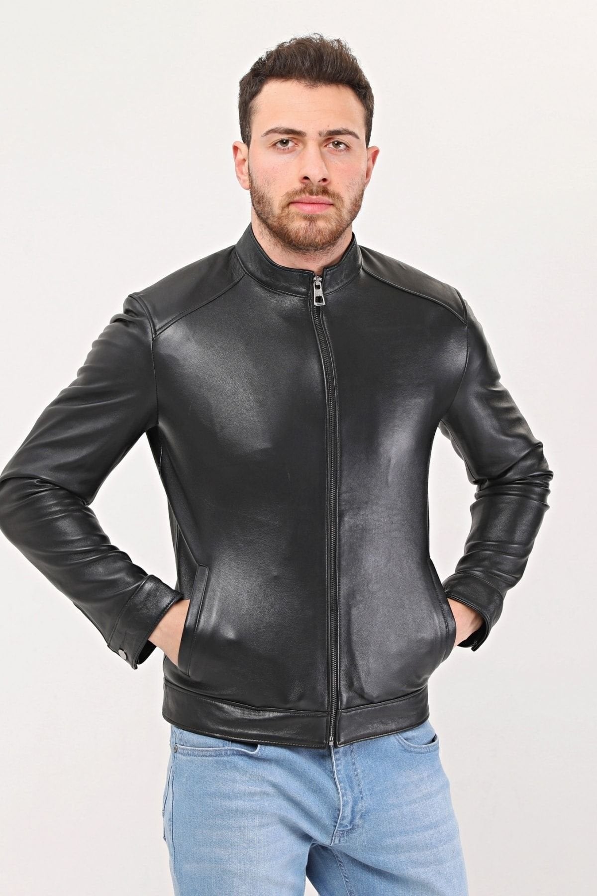 Hakiki Deri Siyah Düz Ceket