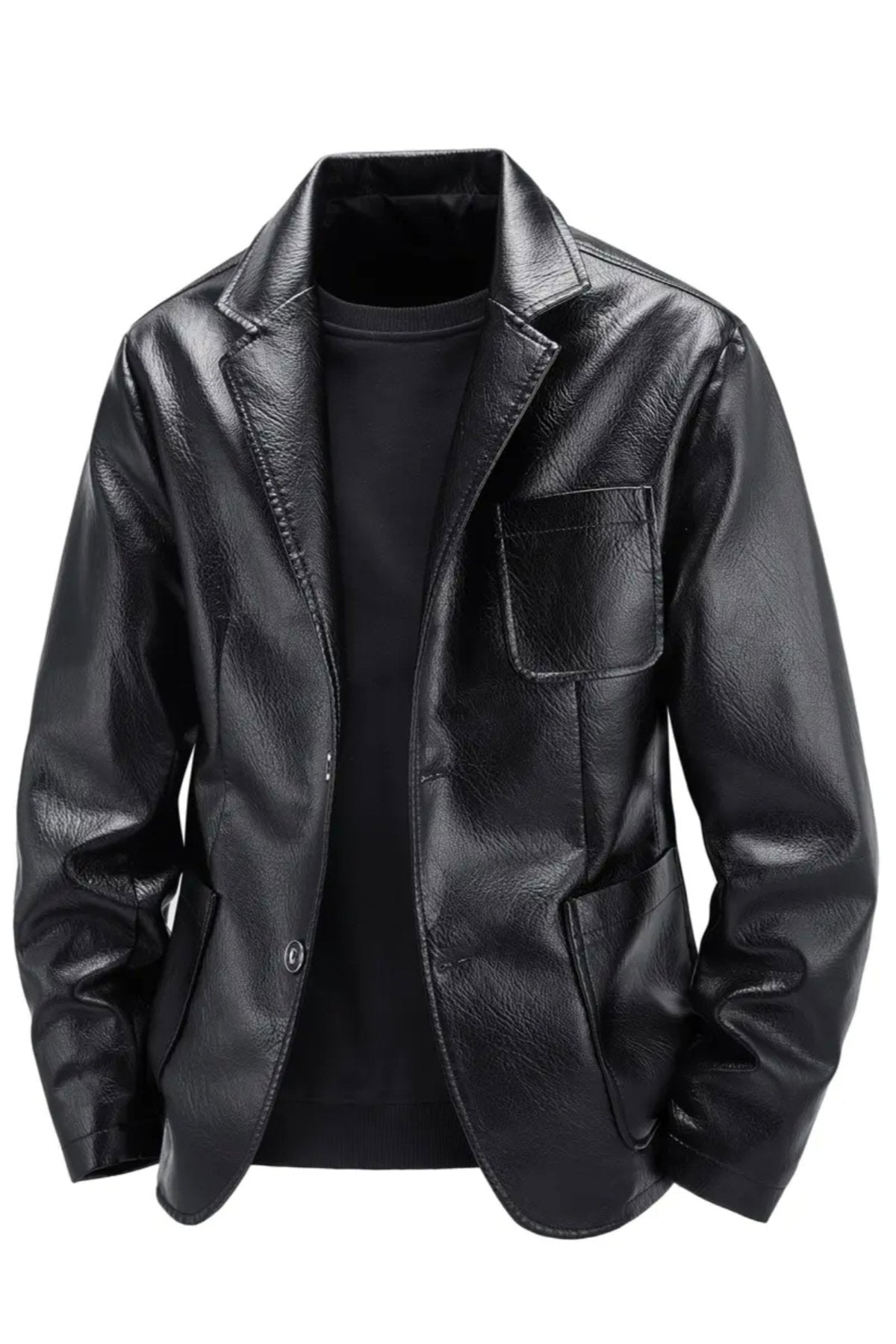 Hakiki Deri Sonbahar-Kış Mevsimi Blazer Torba Cepli Ceket