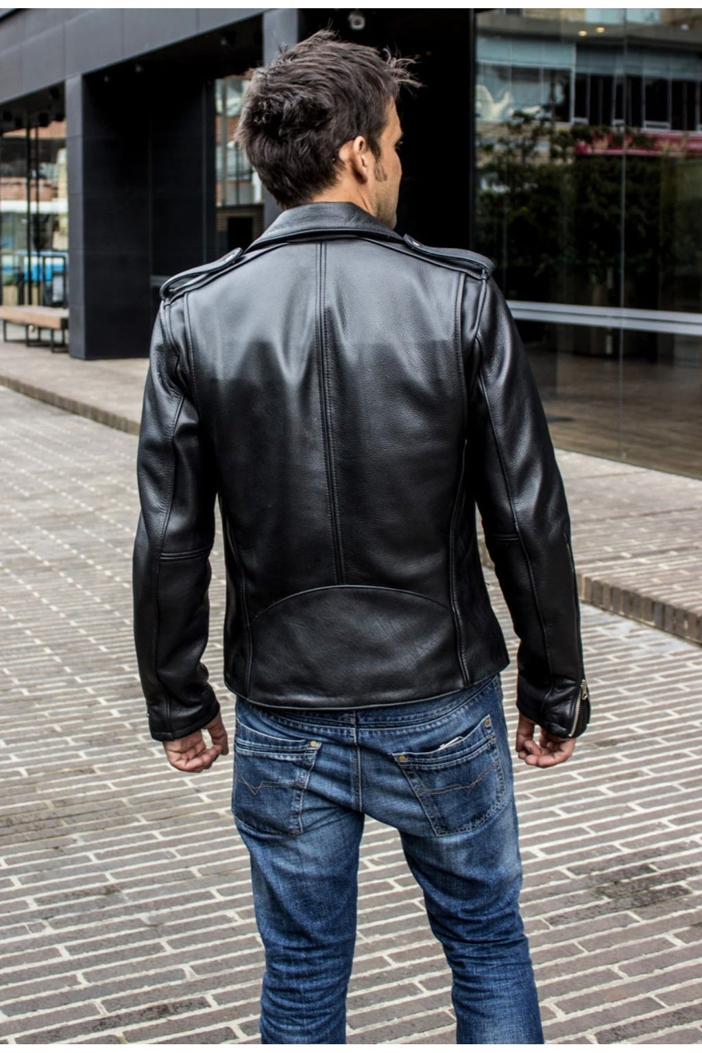 Kalın Hakiki Dana Derisi Kalın Biker Motorcu Mont