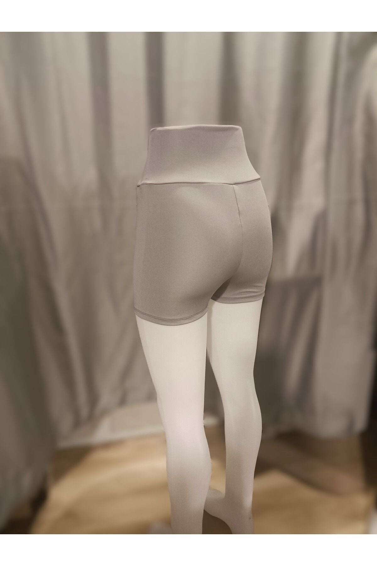 İnce Mikro Şort Tayt Toparlayıcı Yüksel Bel Light Gri Renk
