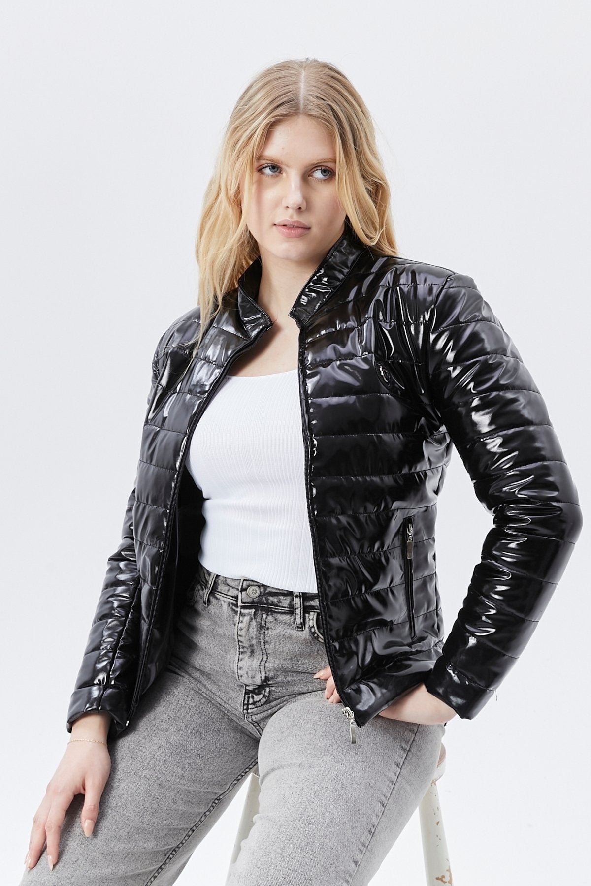 Rugan deri mont siyah parlak renk