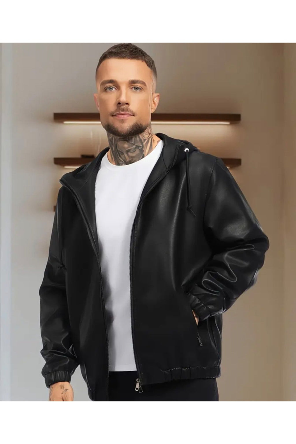 Kapüşon Yakalı Beli,bilekleri Lastikli Hakiki Kuzu Derisi Pilot mont