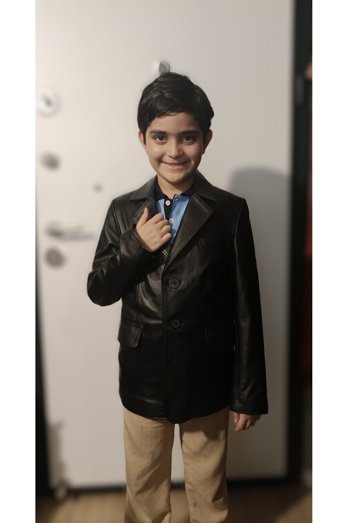 Çocuk ceket yelek kombin hakiki deri