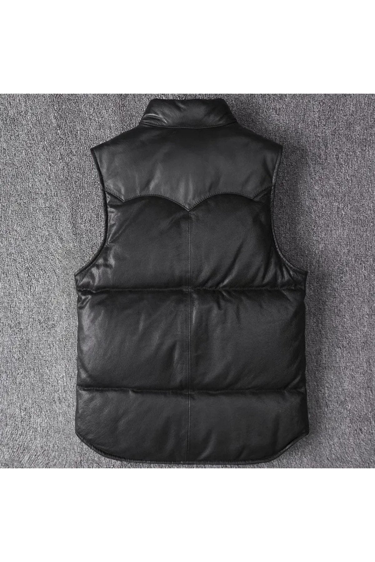 Şişme yelek hakiki kuzu derisi dar kesim siyah renk