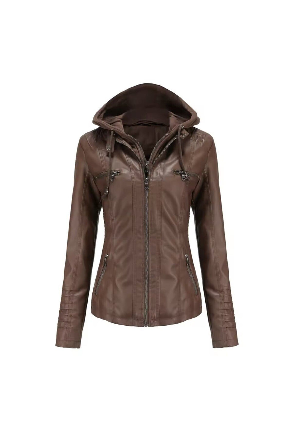 Kadın Ceket Hakiki Kuzu Derisi Kapüşonlu