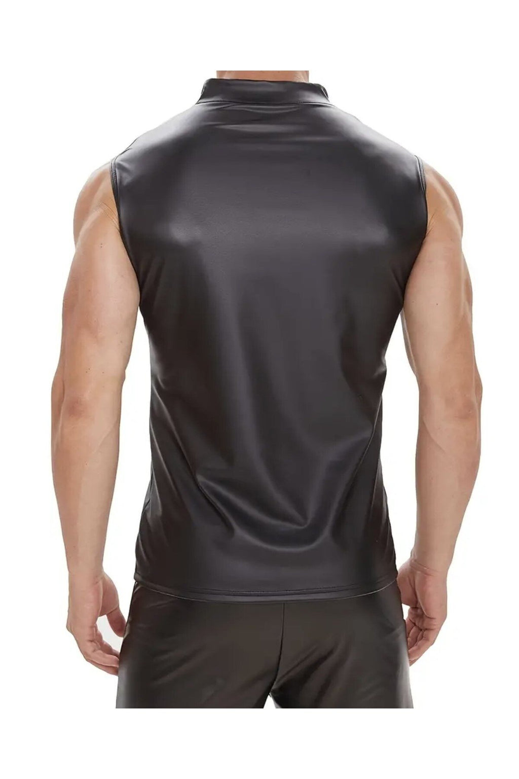 Deri Dik Yaka Sıfır kollu yelek