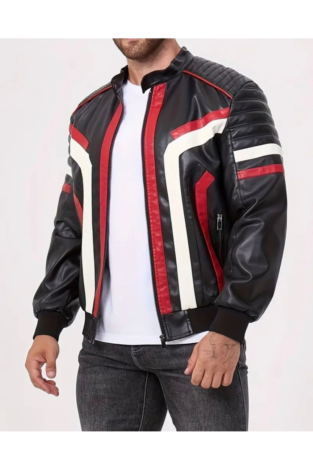 Renk Blok Tanımlı Spor Hakiki Deri Mont