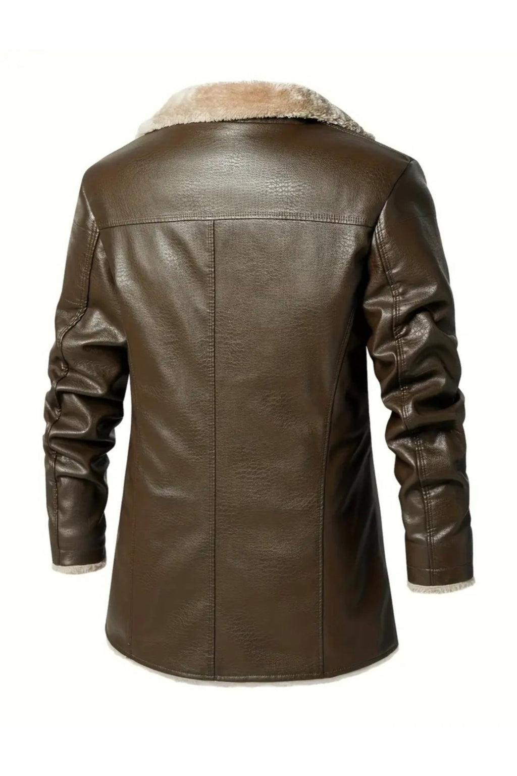 İçi ve Yaka Kenarları Tüylü Uzun Hakiki Deri Kaban