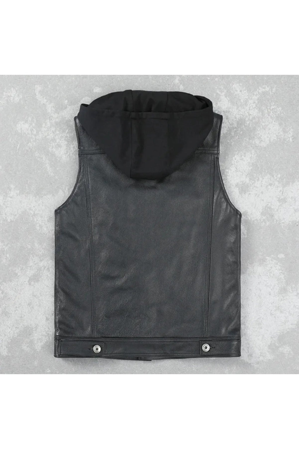 Kapüşonlu hakiki deri yelek