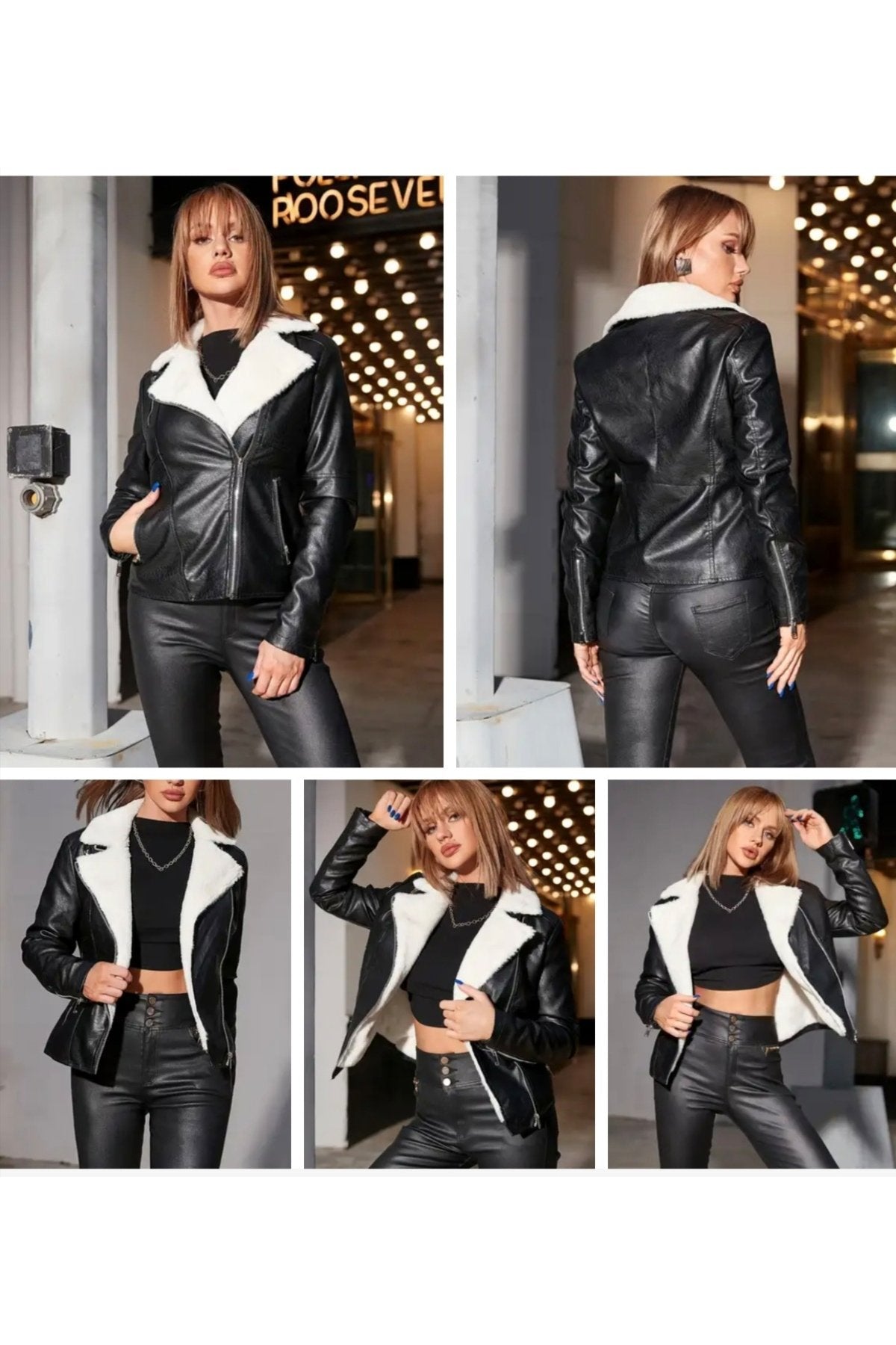 Hakiki Kuzu Derisi Yakası ve İçi Beyaz Kürk Kadın Mont