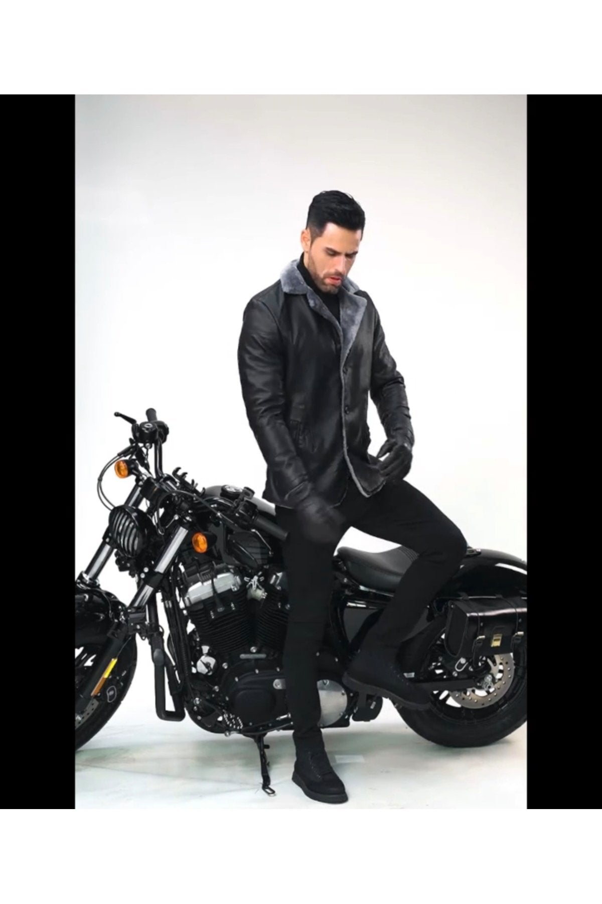 Kısa Hakiki Koyun Derisi İçi ve Yakası Kürklü ve Mont Kaban