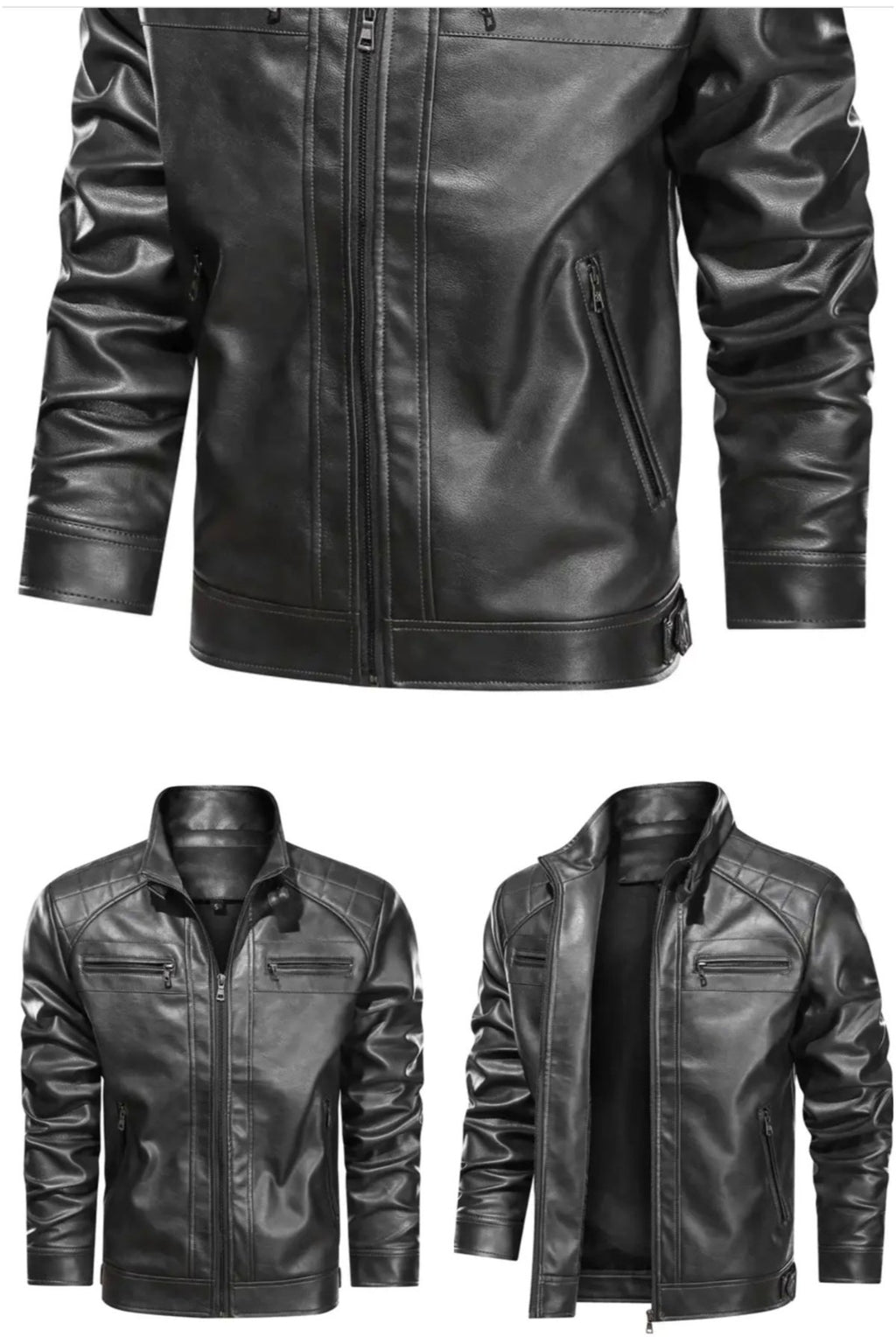 Omuzları Kapitone Dikiş Detaylı Hakim Yaka Hakiki Deri Mont