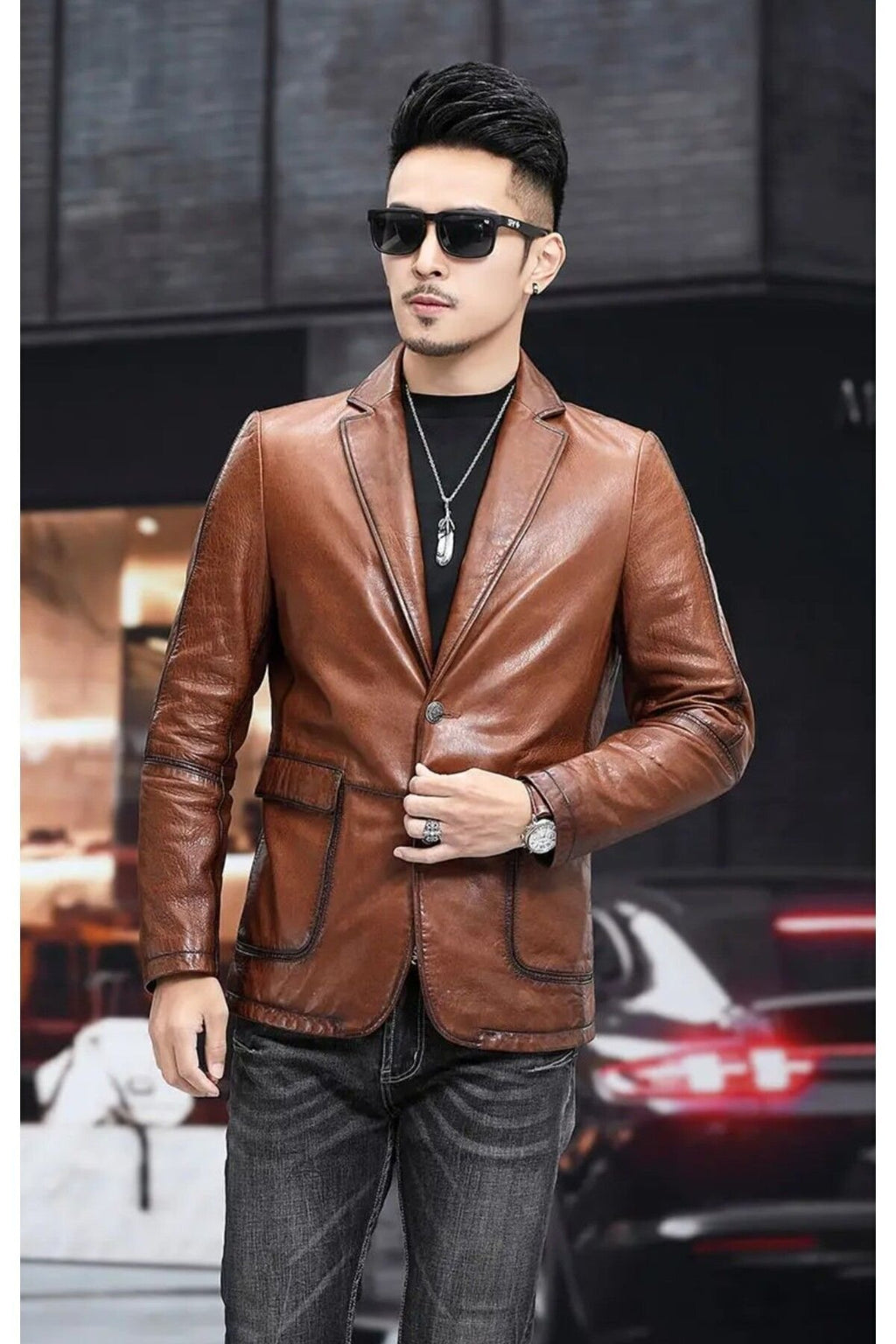 Hakiki deri slim fit erkek ceket