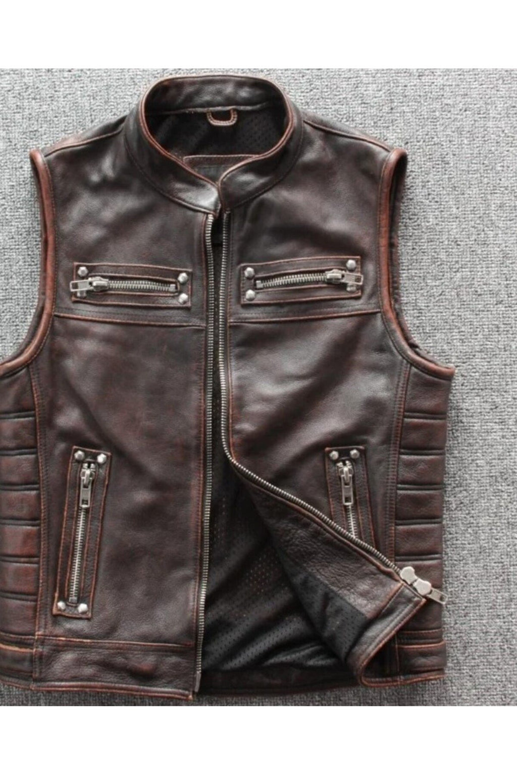 Motorcu yelek Eskitme Hakiki deri