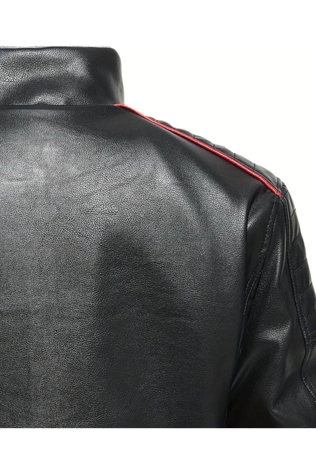 İçi Kürklü Kolları Yatay Kırmızı ve Gri Çizgili Mont