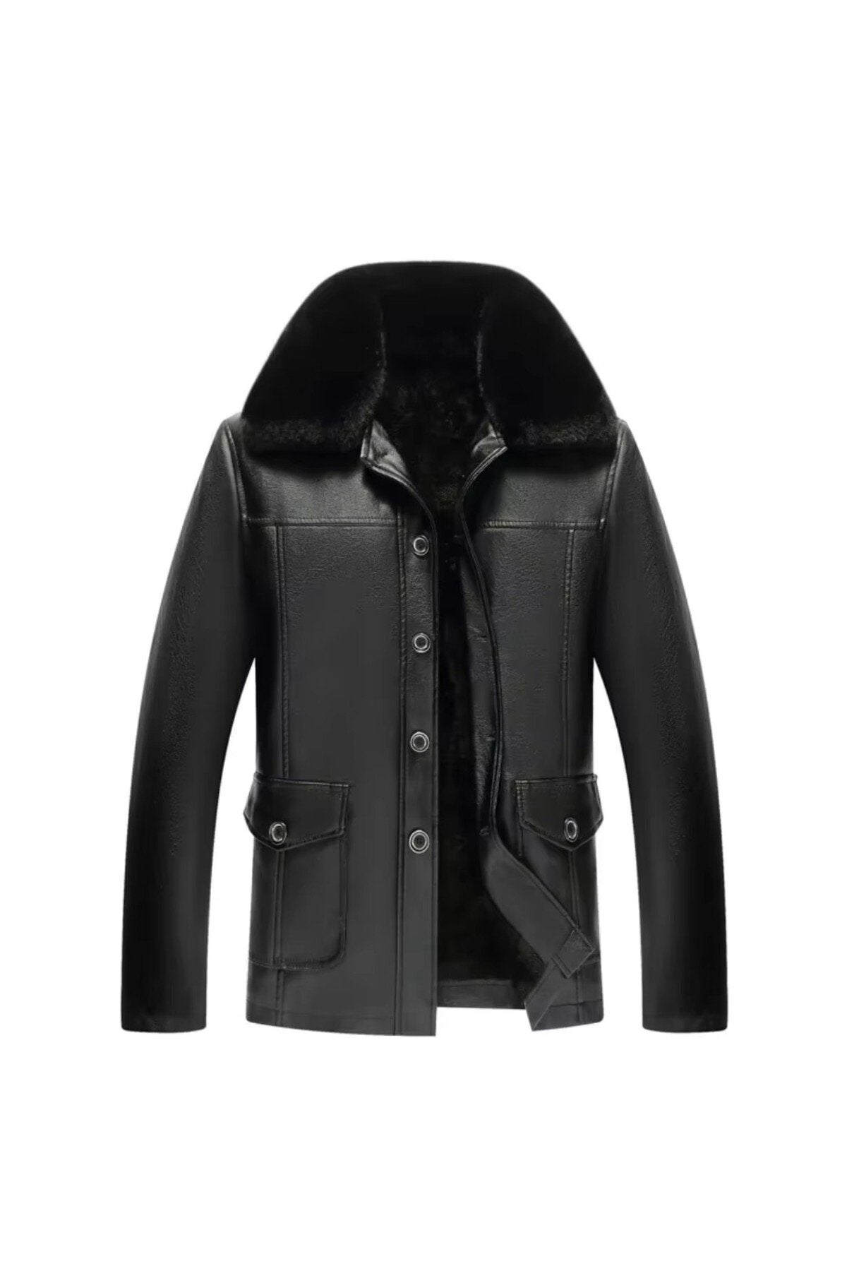 Hakiki Manda Derisi Yakası Ve Içi Tüylü Kışlık Mont Kaban