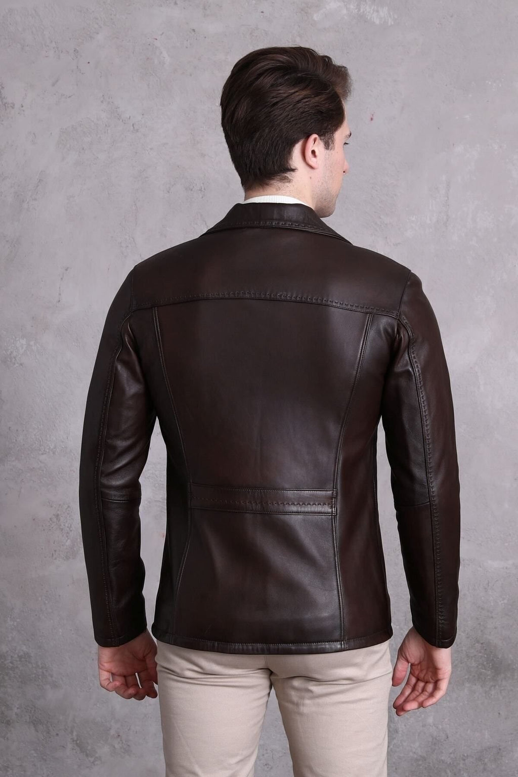 Hakiki Deri Ceket Karartmalı Koyu Kahve