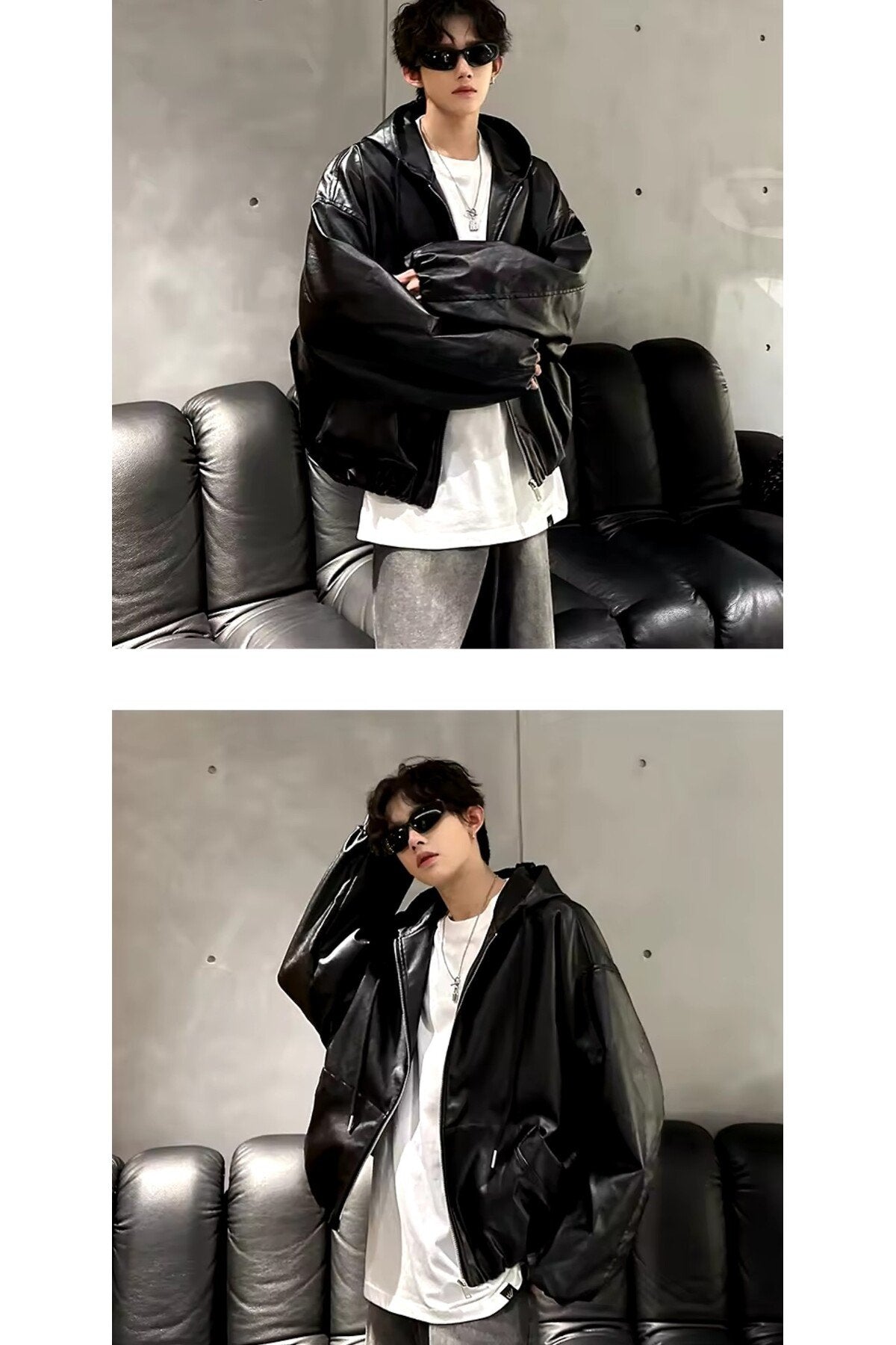 Ultra ovarsize hakiki deri unisex hip hop mont